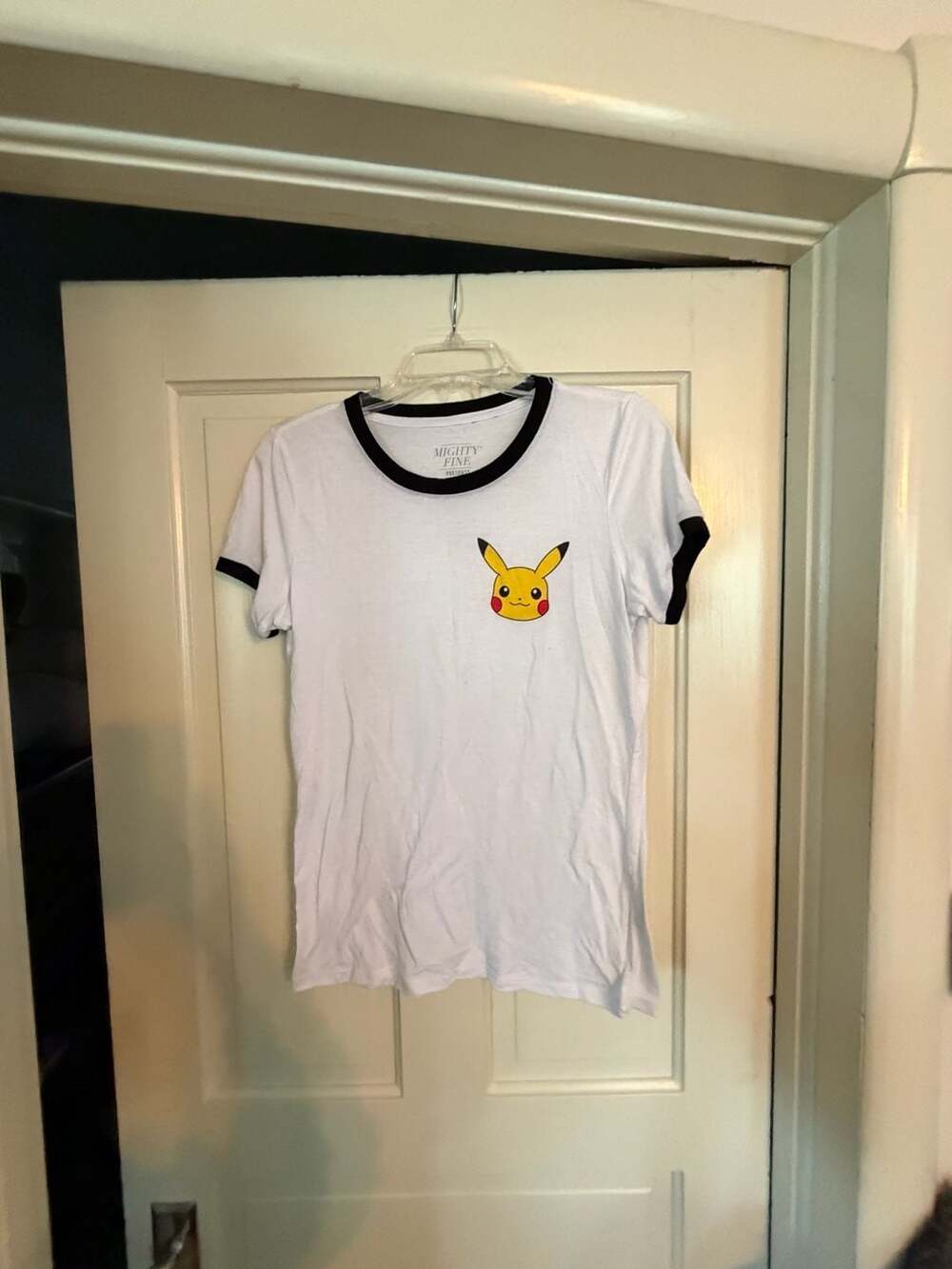 Mighty Fine Pokemon Pikachu Ringer T-Shirt Size L White